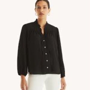 NWOT, NAUTICA JEANS BLACK TIE NECK BLOUSE WITH SUBTLE METALLIC THREADING SIZE L